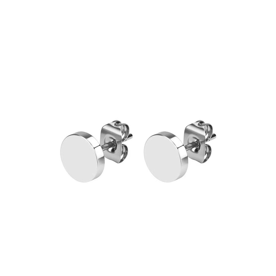 Flat Round Stud Earrings [304 Stainless Steel]