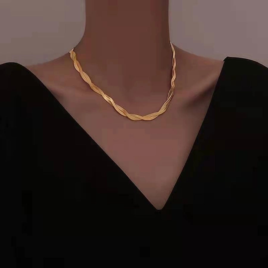 Twist Rose Gold Chain Bracelet/Necklace [304 Stainless Steel, 18K Gold Plated]