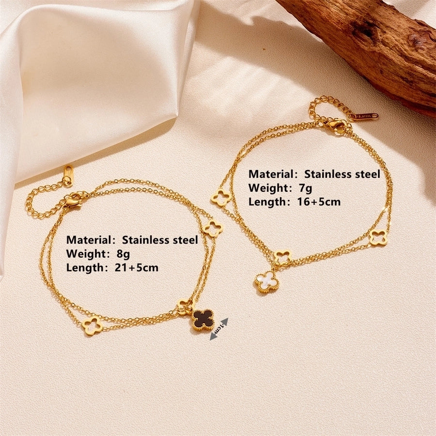 Flower Anklet [304 Stainless Steel, 18K Gold Plated]