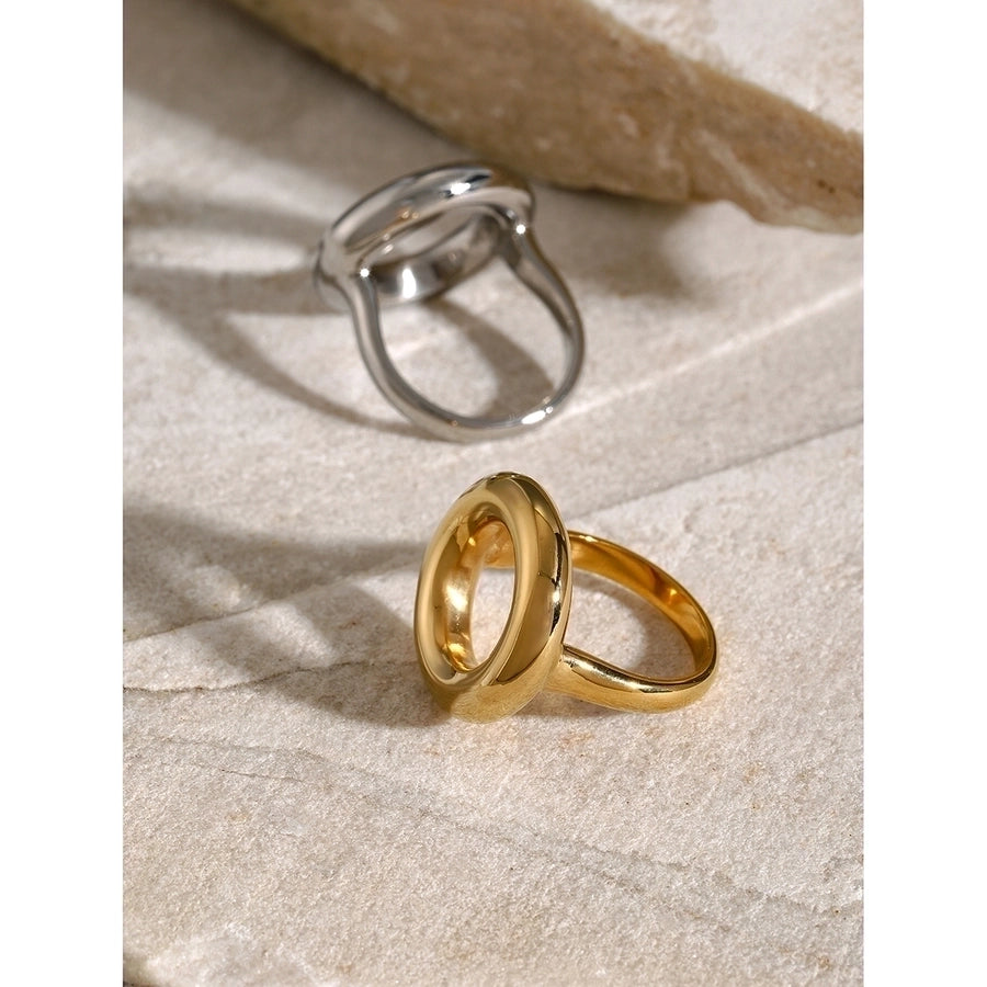 Round Hollow Ring [304 Stainless Steel, 18K Gold Plated]