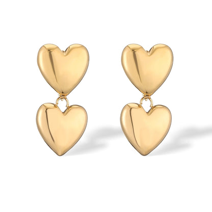 Drop Heart Shape Earrings [304 Stainless Steel]