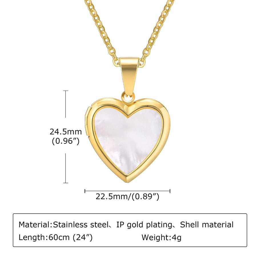 Heart Shape Shell Necklace [304 Stainless Steel,18K Gold Plated]