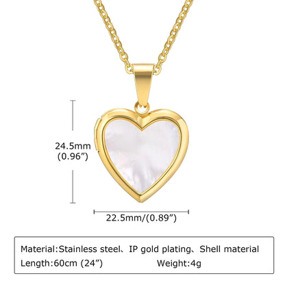 Heart Shape Shell Necklace [304 Stainless Steel,18K Gold Plated]