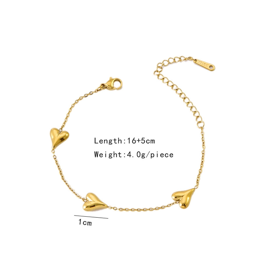 Heart Shape Bracelet/Necklace [304 Stainless Steel,18K Gold Plated]