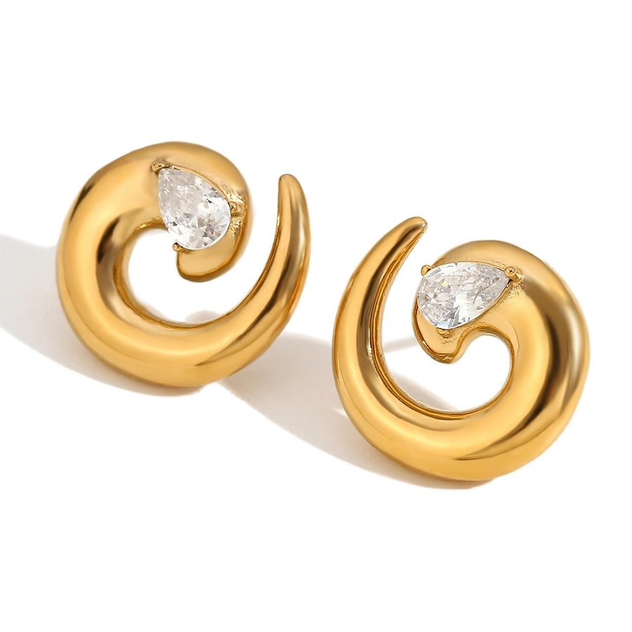 Swirl Water Droplets Spiral Plating Earrings [304 Stainless Steel,18K Gold Plated]