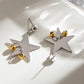 Silver Drop Star Earrings [304 Stainless Steel]