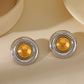 Color Block Round Stud Earrings[304 Stainless Steel 18K Gold Plated]