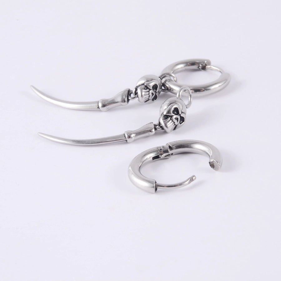 Skull Plating Ear Studs 1 Piece [304 Stainless Steel 18K Gold Plated]