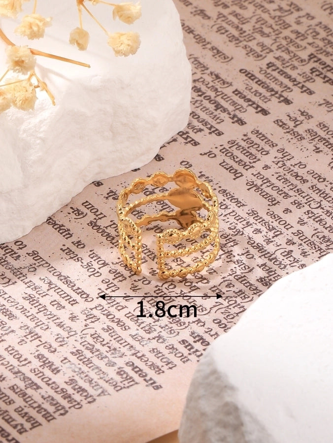 Natural Stone Zircon Ring [304 Stainless Steel 18K Gold Plated]