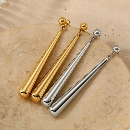 Water Droplets Drop Earrings [304 Stainless Steel,16K Gold Plated]