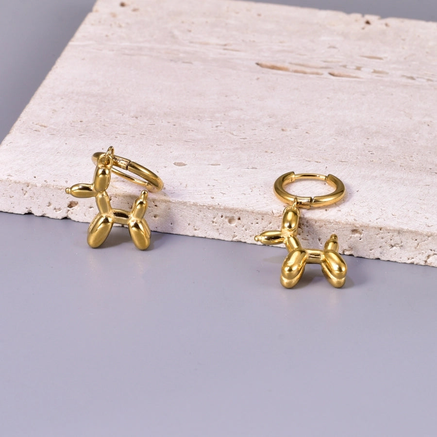 Cartoon Dog Drop Earrings [304 Stainless Steel 18K Gold Plated]