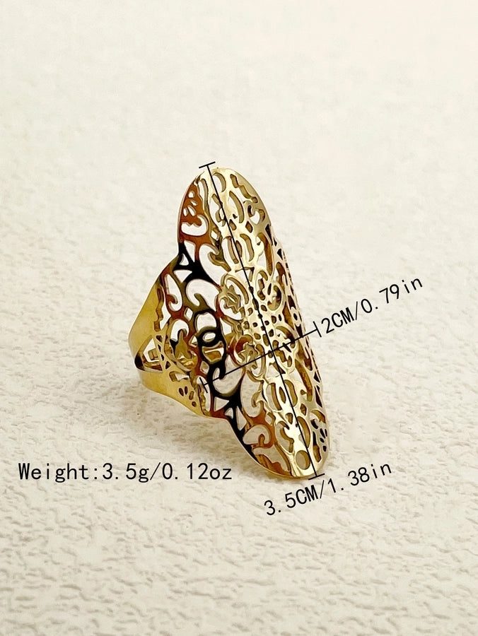 Star Tree Flower Open Ring [304 Stainless Steel 14K Gold Plated]