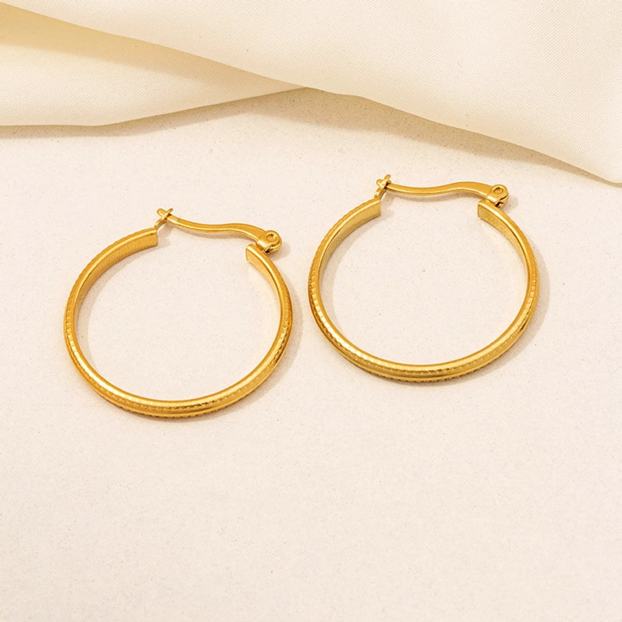 U Shape Circle Hoop Earrings [304 Stainless Steel,18K Gold Plated]