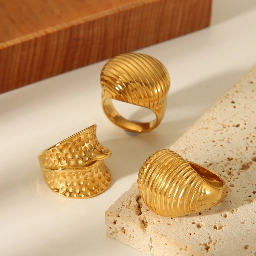 Vintage Style Exaggerated Oval rings  [304 Stainless Steel 18K Gold Plated]