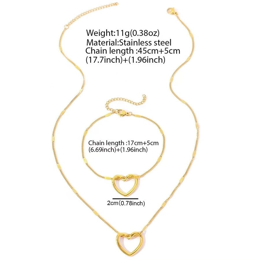 Heart Shape Hollow Jewelry Set [304 Stainless Steel,18K Gold Plated]