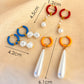 Colour Pearl Drop Earrings [201 Stainless Steel,18K Gold Plated]