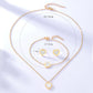 Rhinestone Heart Jewelry Set [201 Stainless Steel 18K Gold Plated]