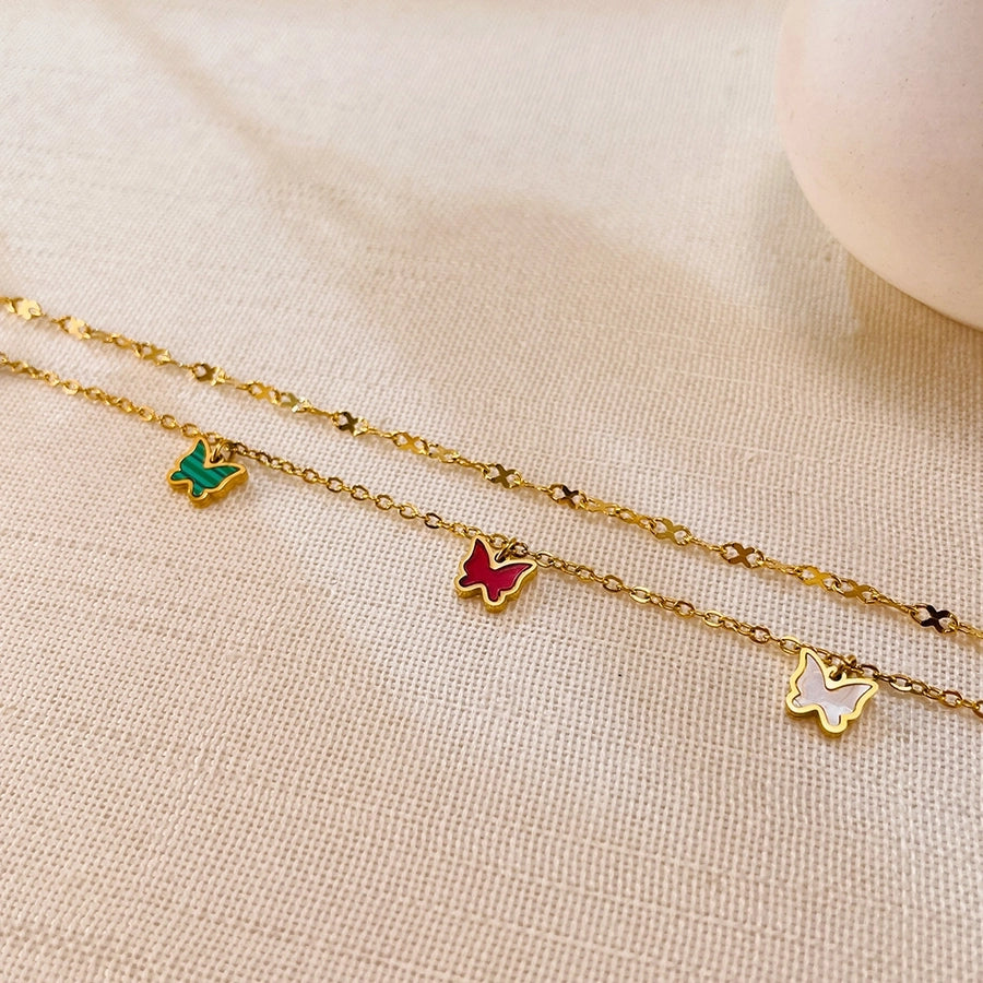 Butterfly Pearl Shell Anklet [304 Stal nierdzewna]