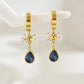 Square Water Droplets Artificial Pearls Zircon Drop Earrings [201 Stainless Steel,18K Gold Plated]