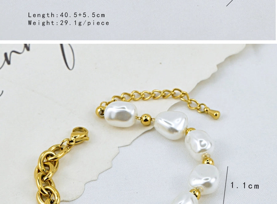 Heart Shape/Flower/ButterflyArtificial Pearls Glass Stone Bracelet/Necklace [304 Stainless Steel, 18K Gold Plated]