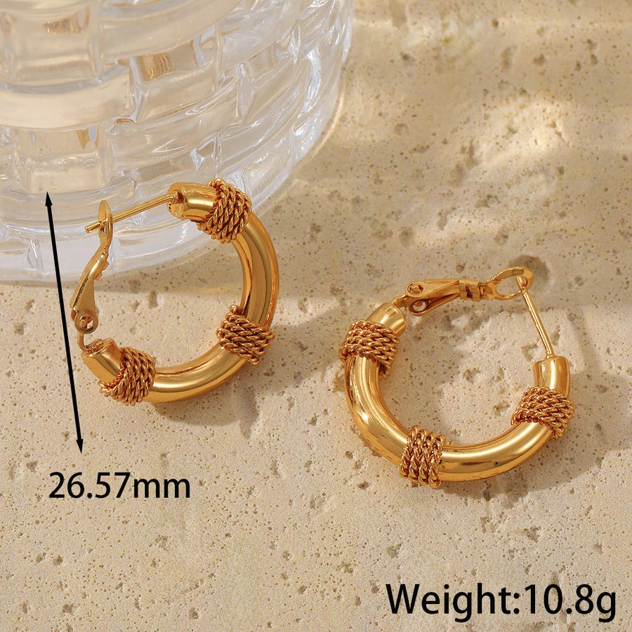 Heart Shape Twist Earrings [304 Stainless Steel 18K Gold Plated]