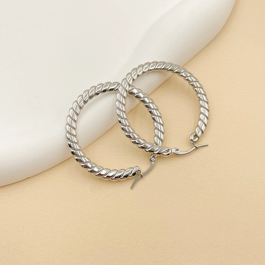 Twist Braid Hoop Earrings [304 Stainless Steel,14K Gold Plated]