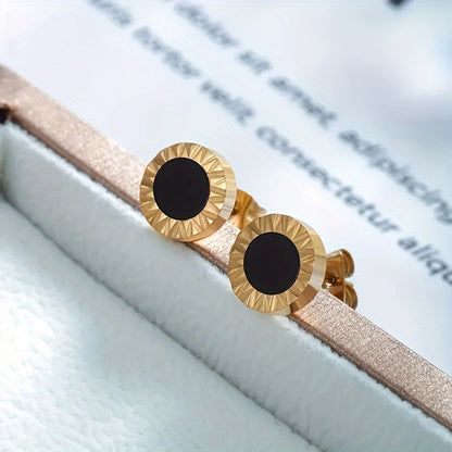 Earrings Stud Roman Circle [304 nerezové oceli, 18k zlaté]