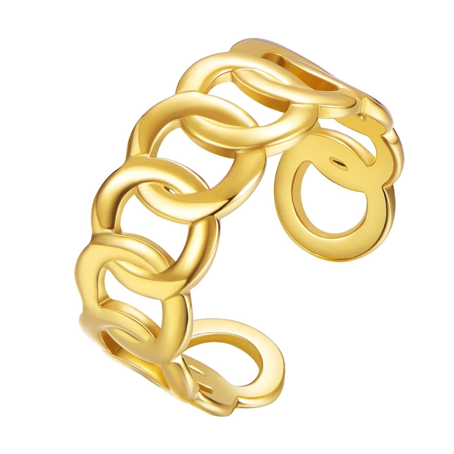 Curb Chain Ring [304 Stainless Steel 14K Gold Plated]