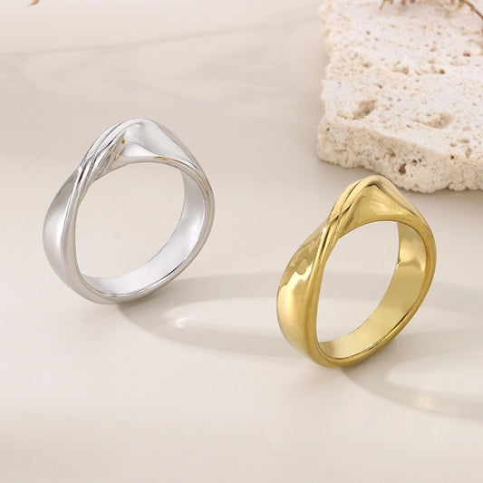 Anello geometrico in stile semplice [acciaio inossidabile 304, oro 18K placcato]