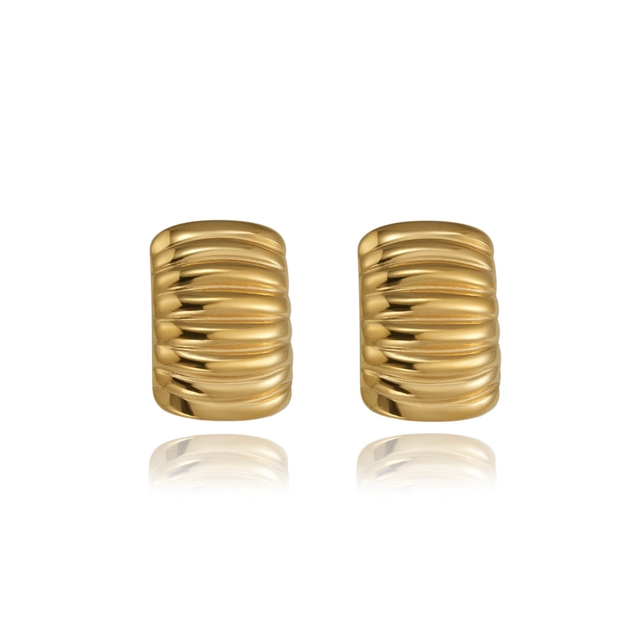 Lines Stud Earrings [304 Stainless Steel,18K Gold Plated]