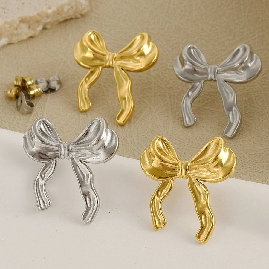 Bow Knot Stud Earrings [304 Stainless Steel]