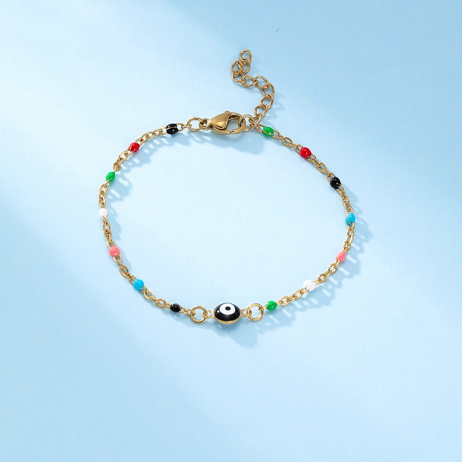 Devil's Eye Colored Bracelet [201 Stainless Steel, 18K Gold Plated]