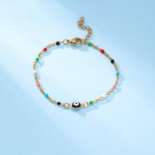 Bracelet de couleur des yeux du diable [201 en acier inoxydable, 18 carats plaqués en or]