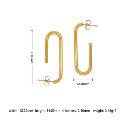 C Shape Earrings [304 Stainless Steel,18K Gold Plated]