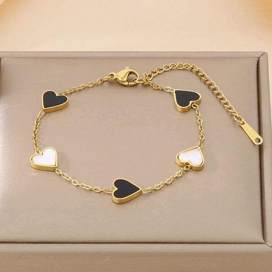 Acrylic Heart Cable Chain Bracelets [304 Stainless Steel,18K Gold Plated]