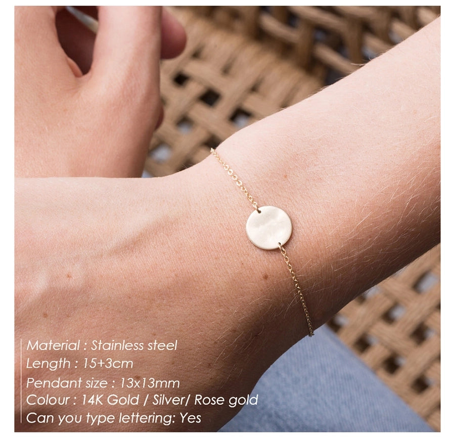 Round Coin Bracelet [304 Stainless Steel,14K Gold Plated]