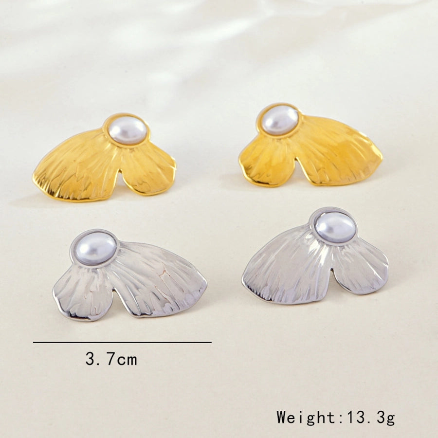 Butterfly Wings Pearl Earrings [304 Stainless Steel]