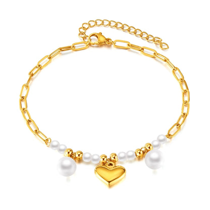 Heart Pearls Anklet [304 roestvrij staal]