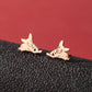 Dog Cat Ear Studs [304 Stainless Steel,18K Gold Plated]