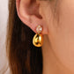 Water Droplets Zircon Earrings [304 Stainless Steel,18K Gold Plated]