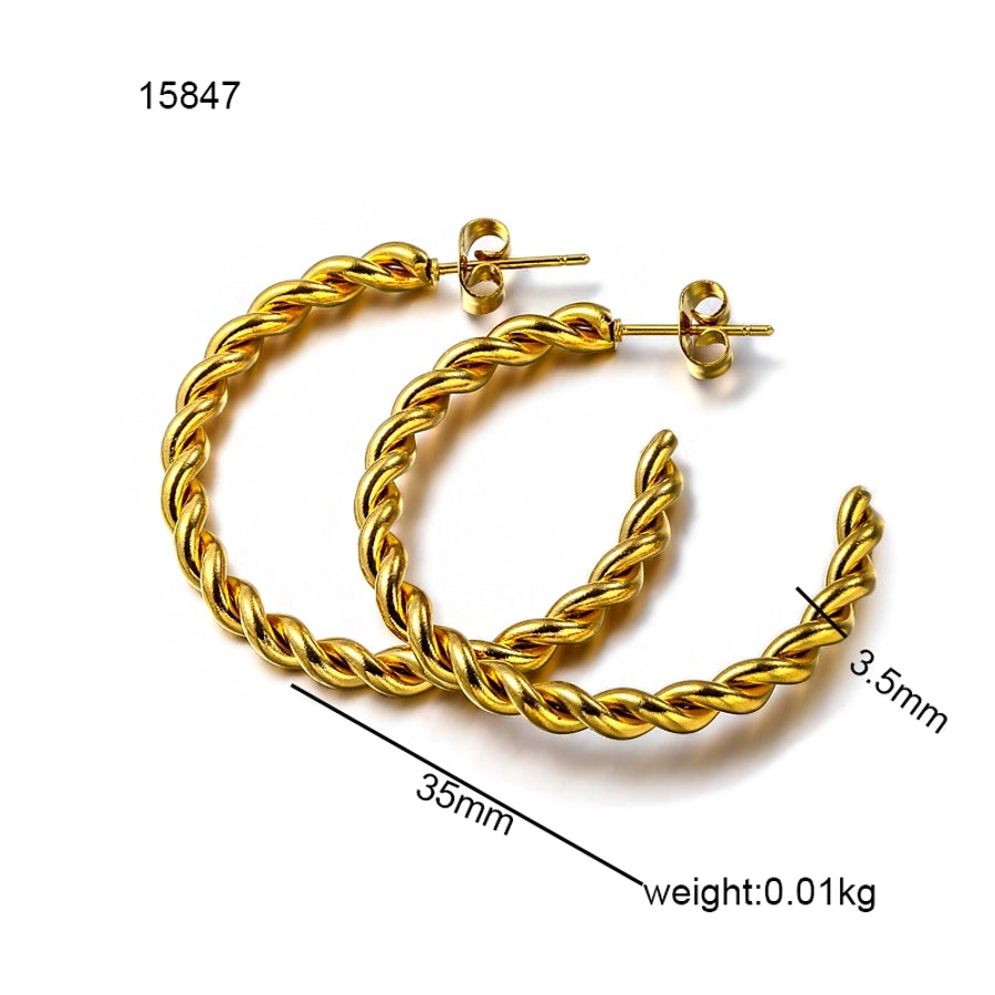 Twist Braid Hoop Coldings [304 Stal nierdzewna, 18 -karatowy złoto.