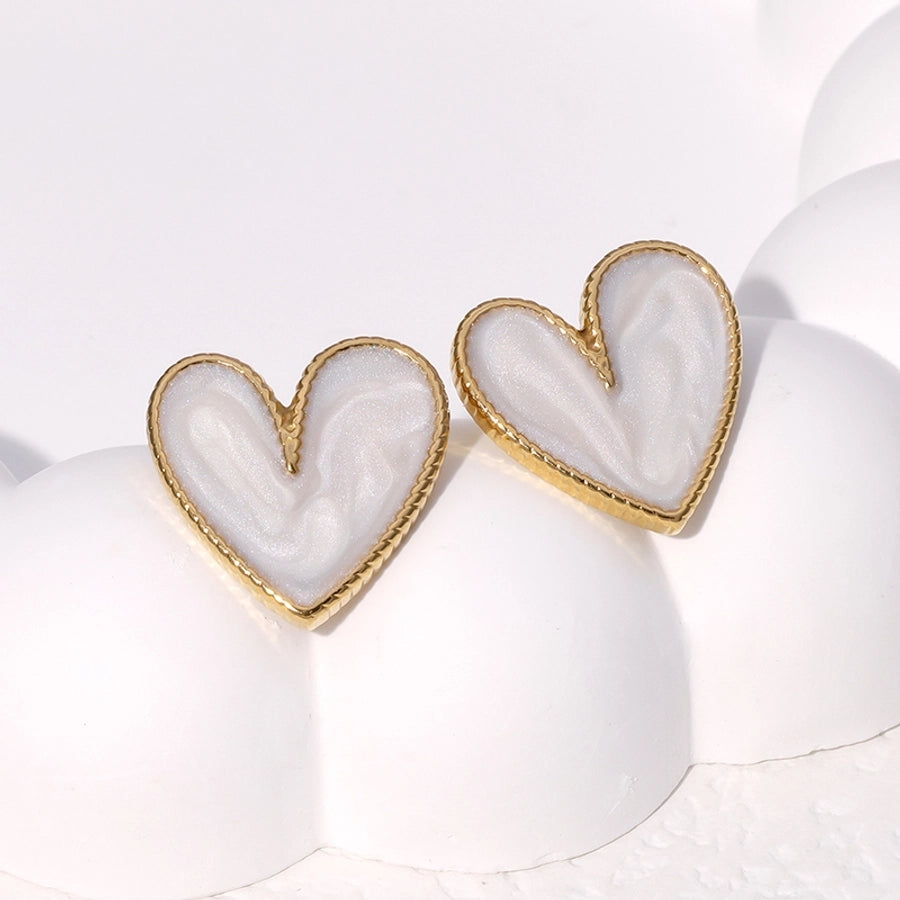 Heart Shape Plating  Stud Earrings [304 Stainless Steel,18K Gold Plated]