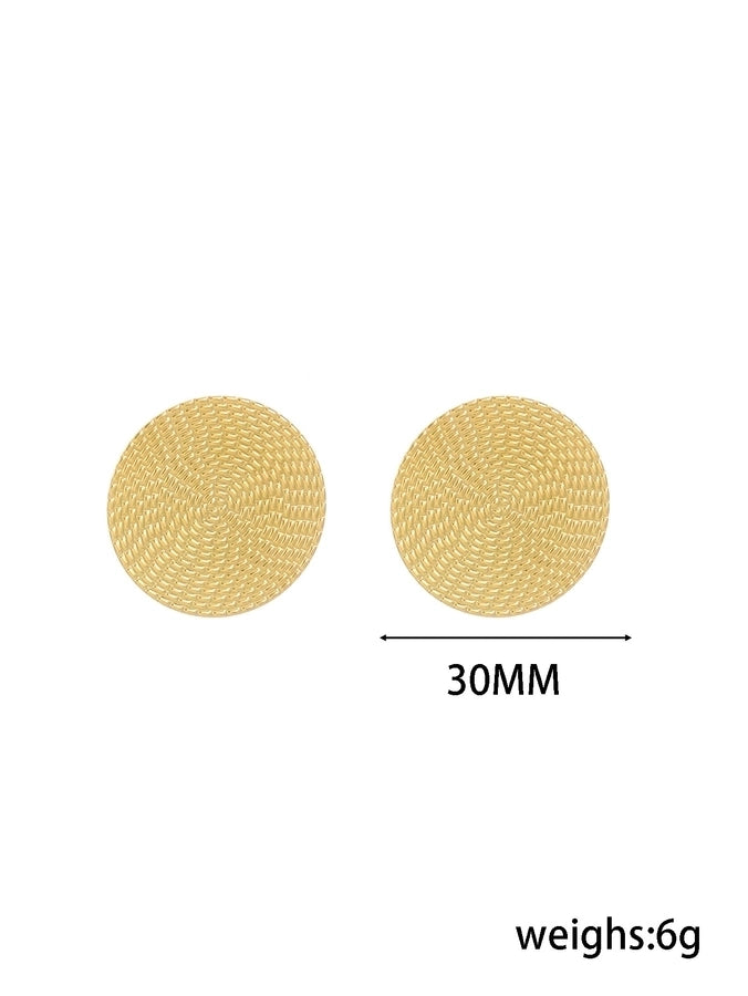 Pendientes redondos planos [304 acero inoxidable, 18k dorado chapado]