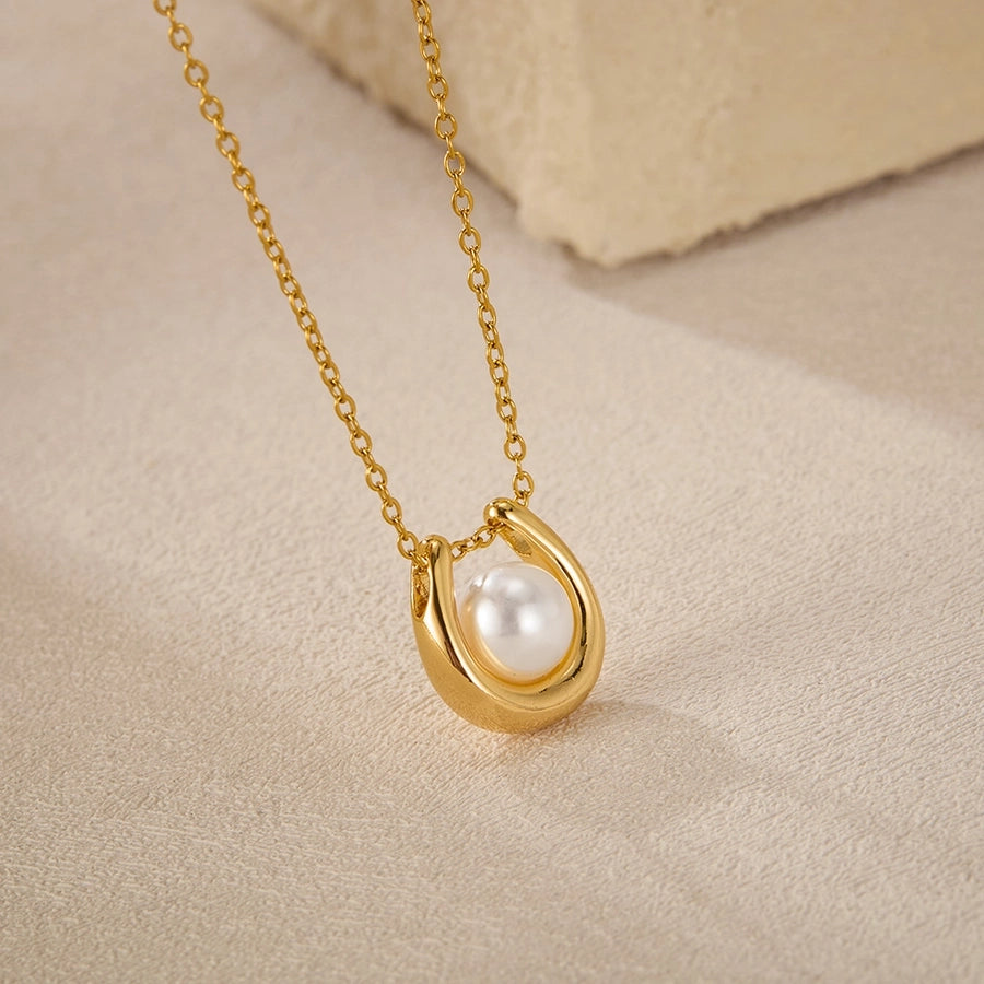 Pearl Pendant Necklace  [304 Stainless Steel]