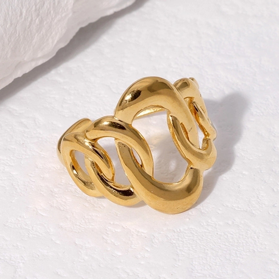 Oval Solid Color Ring [304 Stainless Steel, 18K Gold Plated]