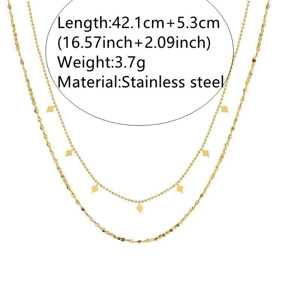 Double Layer Necklace [304 Stainless Steel,18K Gold Plated]