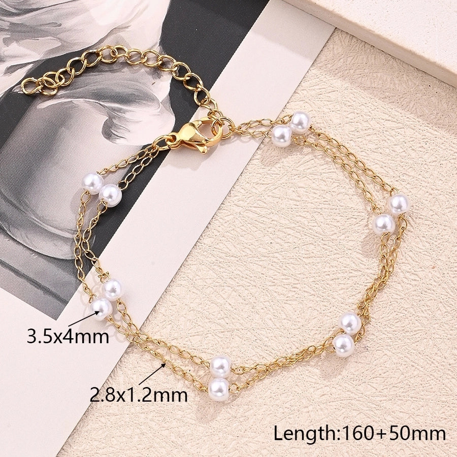 Imitatie Acryl Pearl Type armband [304 roestvrij staal]