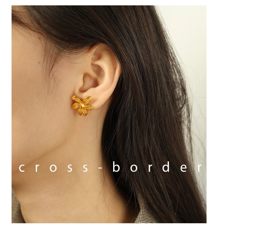 Flower Earrings [304 Stainless Steel,18K Gold Plated]