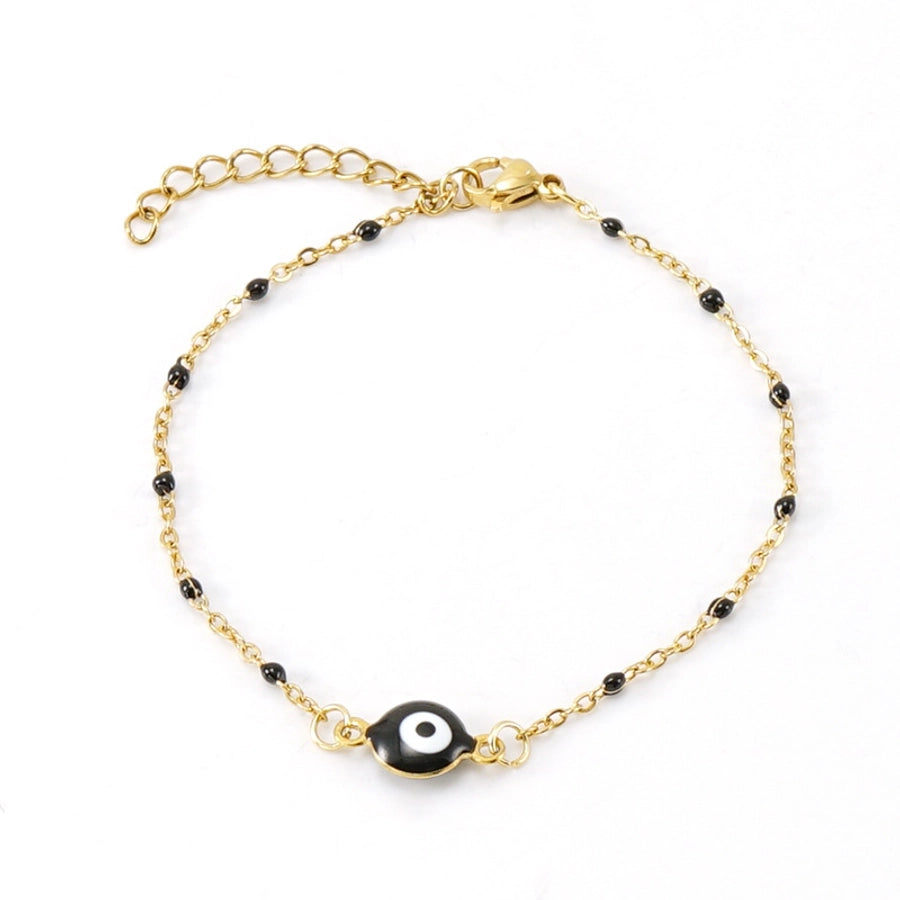 Bracelets des perles de rond Devil's Eye [304 en acier inoxydable, 18 carats en or]