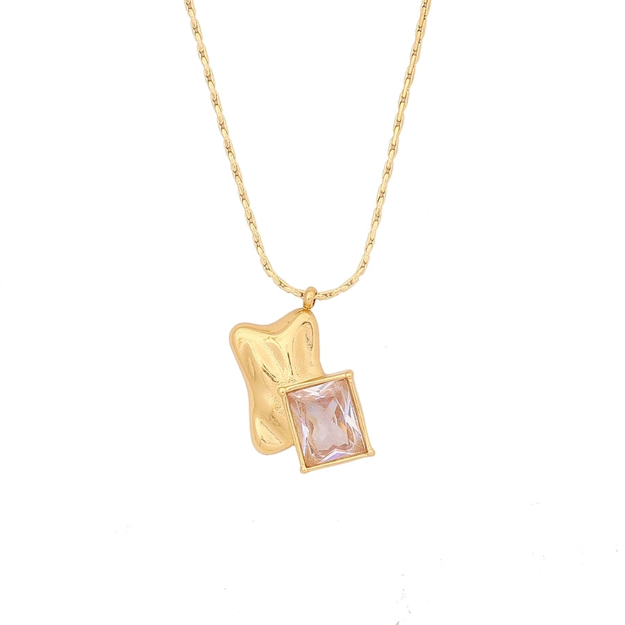 Smykker IG Style Pendler Geometrisk sommerfugl 304 Rustfrit stål Zircon 18K Goldbelagt indlæg øreringe halskæde